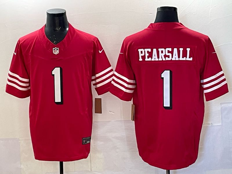 Men 2025 San Francisco 49ers #1 Pearsall red 3th generation Nike Limited NFL Jersey style  009